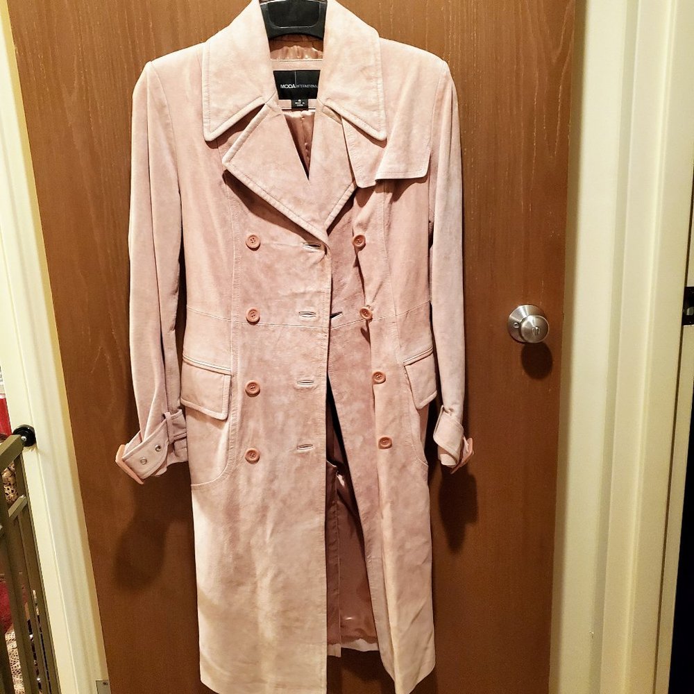 Vintage Moda International Pink Suede Trench Coat